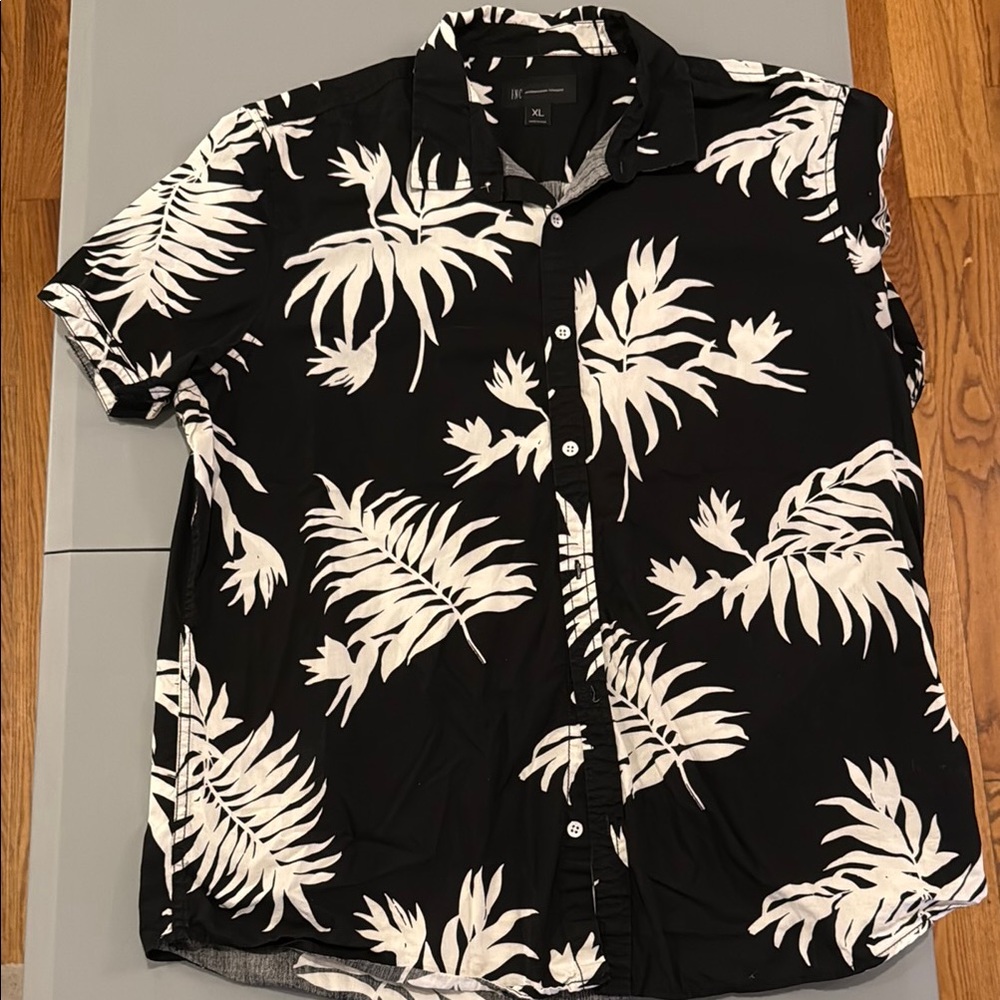 INC International Concepts Black and White Casual Button Down Shirt